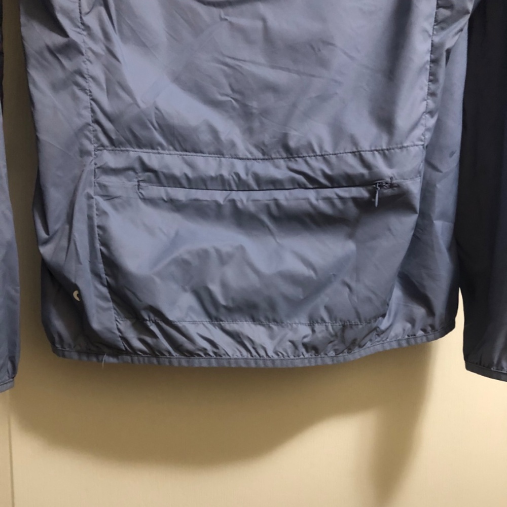 Ladies Small blue nylon zip jacket with back zip pocket and hood - Picture 3 of 4